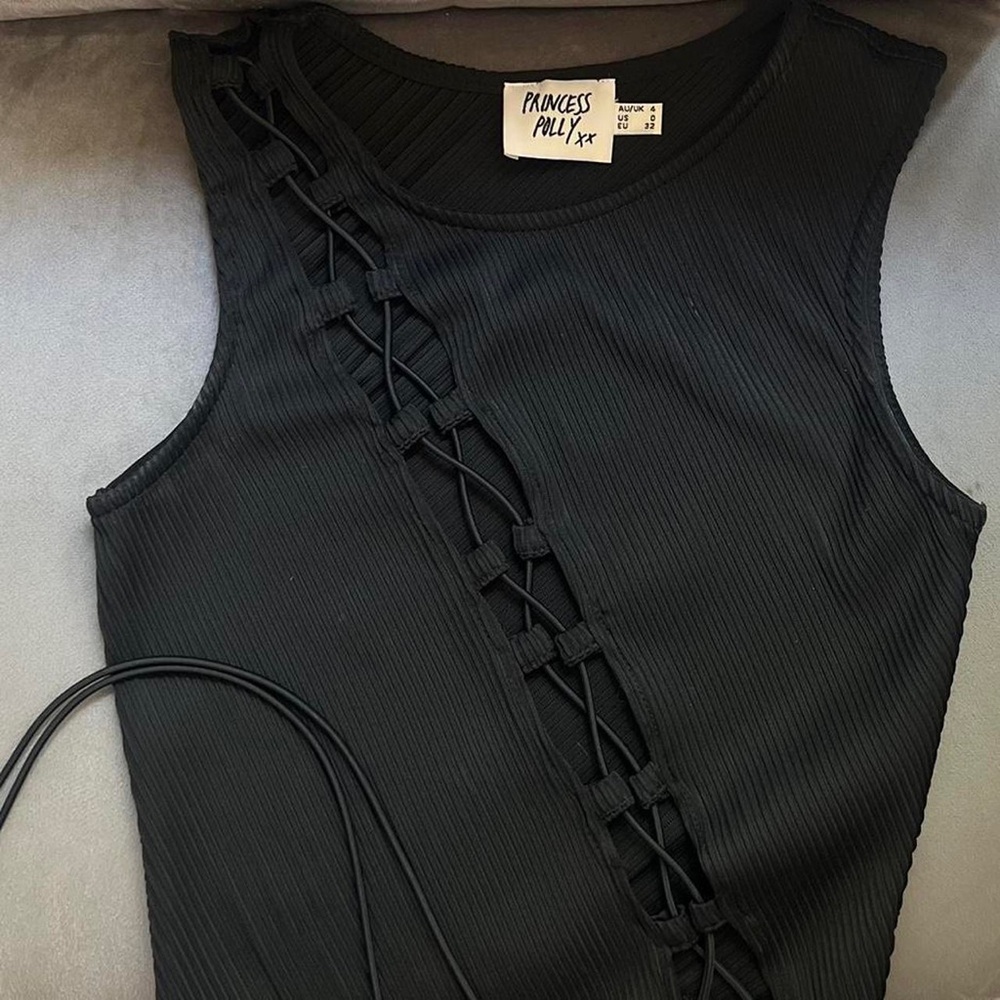 Princess Polly Black Lace-Up Tank Top